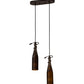 Meyda Lighting Tuscan Vineyard 12" 2-Light Oil Rubbed Bronze Island Pendant Light With Amber Wine Bottle Shade Glass
