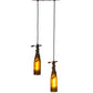 Meyda Lighting Tuscan Vineyard 12" 2-Light Oil Rubbed Bronze Island Pendant Light With Amber Wine Bottle Shade Glass
