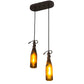 Meyda Lighting Tuscan Vineyard 12" 2-Light Oil Rubbed Bronze Island Pendant Light With Amber Wine Bottle Shade Glass