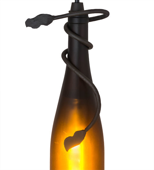 Meyda Lighting Tuscan Vineyard 12" 2-Light Oil Rubbed Bronze Island Pendant Light With Amber Wine Bottle Shade Glass