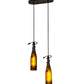 Meyda Lighting Tuscan Vineyard 12" 2-Light Oil Rubbed Bronze Island Pendant Light With Amber Wine Bottle Shade Glass