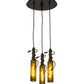 Meyda Lighting Tuscan Vineyard 12" 3-Light Textured Black Olive Branch Cascading Pendant Light With Green Wine Bottle Shade Glass