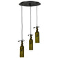 Meyda Lighting Tuscan Vineyard 16" 3-Light Black Etched Grapes Wine Bottle Cascading Pendant Light