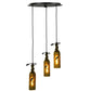 Meyda Lighting Tuscan Vineyard 16" 3-Light Black Etched Grapes Wine Bottle Cascading Pendant Light