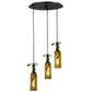 Meyda Lighting Tuscan Vineyard 16" 3-Light Black Etched Grapes Wine Bottle Cascading Pendant Light