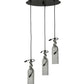 Meyda Lighting Tuscan Vineyard 16" 3-Light Textured Black Cascading Pendant Light With Frosted Clear Etched Grapes Wine Bottle Shade Glass