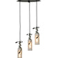 Meyda Lighting Tuscan Vineyard 16" 3-Light Textured Black Cascading Pendant Light With Frosted Clear Etched Grapes Wine Bottle Shade Glass