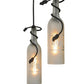 Meyda Lighting Tuscan Vineyard 16" 3-Light Textured Black Cascading Pendant Light With Frosted Clear Etched Grapes Wine Bottle Shade Glass