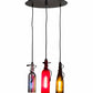 Meyda Lighting Tuscan Vineyard 16" 3-Light Textured Black Cascading Pendant Light With Multi-Colored Wine Bottle Shade Glass