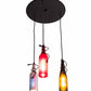 Meyda Lighting Tuscan Vineyard 16" 3-Light Textured Black Cascading Pendant Light With Multi-Colored Wine Bottle Shade Glass