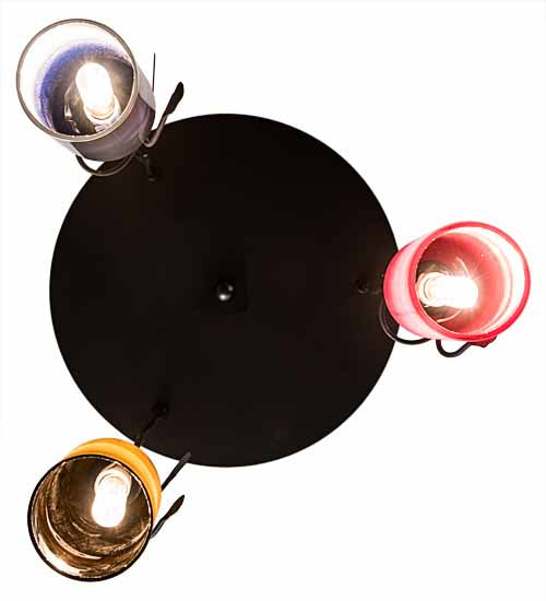 Meyda Lighting Tuscan Vineyard 16" 3-Light Textured Black Cascading Pendant Light With Multi-Colored Wine Bottle Shade Glass