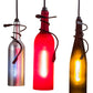 Meyda Lighting Tuscan Vineyard 16" 3-Light Textured Black Cascading Pendant Light With Multi-Colored Wine Bottle Shade Glass