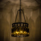 Meyda Lighting Tuscan Vineyard 17" 5-Light Textured Black Estate Chandelier With 16 Antique Green Wine Bottle Shade Glass