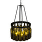 Meyda Lighting Tuscan Vineyard 17" 5-Light Textured Black Estate Chandelier With 16 Antique Green Wine Bottle Shade Glass