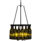 Meyda Lighting Tuscan Vineyard 17" 5-Light Textured Black Estate Chandelier With 16 Antique Green Wine Bottle Shade Glass