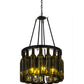 Meyda Lighting Tuscan Vineyard 17" 5-Light Textured Black Estate Chandelier With 16 Antique Green Wine Bottle Shade Glass