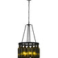 Meyda Lighting Tuscan Vineyard 17" 5-Light Textured Black Estate Chandelier With 16 Antique Green Wine Bottle Shade Glass