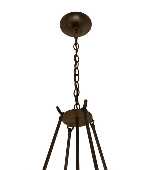 Meyda Lighting Tuscan Vineyard 17" 5-Light Timeless Bronze Estate Chandelier With 16 Amber Wine Bottle Shade Glass