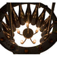 Meyda Lighting Tuscan Vineyard 17" 5-Light Timeless Bronze Estate Chandelier With 16 Amber Wine Bottle Shade Glass