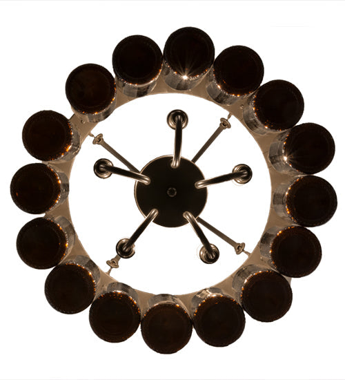 Meyda Lighting Tuscan Vineyard 17" 5-Light Timeless Bronze Estate Chandelier With 16 Amber Wine Bottle Shade Glass