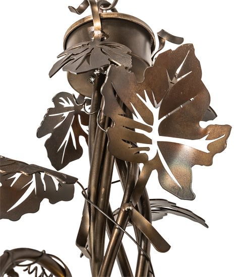 Meyda Lighting Tuscan Vineyard 18" 3-Light Dark Burnished Antique Copper Chandelier With Green & Yellow Wine Bottle Shade Glass