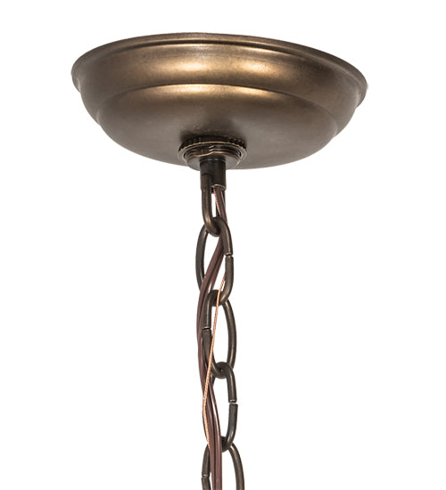 Meyda Lighting Tuscan Vineyard 18" 3-Light Dark Burnished Antique Copper Chandelier With Green & Yellow Wine Bottle Shade Glass