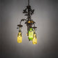 Meyda Lighting Tuscan Vineyard 18" 3-Light Dark Burnished Antique Copper Chandelier With Green & Yellow Wine Bottle Shade Glass