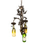 Meyda Lighting Tuscan Vineyard 18" 3-Light Dark Burnished Antique Copper Chandelier With Green & Yellow Wine Bottle Shade Glass
