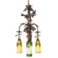 Meyda Lighting Tuscan Vineyard 18" 3-Light Dark Burnished Antique Copper Chandelier With Green & Yellow Wine Bottle Shade Glass