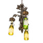 Meyda Lighting Tuscan Vineyard 18" 3-Light Dark Burnished Antique Copper Chandelier With Green & Yellow Wine Bottle Shade Glass