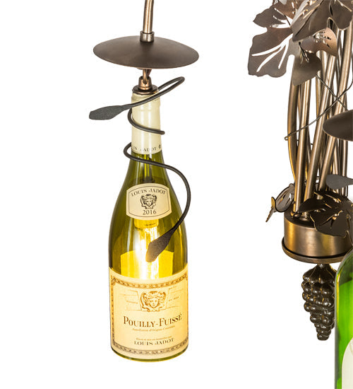 Meyda Lighting Tuscan Vineyard 18" 3-Light Dark Burnished Antique Copper Chandelier With Green & Yellow Wine Bottle Shade Glass
