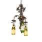 Meyda Lighting Tuscan Vineyard 18" 3-Light Dark Burnished Antique Copper Chandelier With Green & Yellow Wine Bottle Shade Glass