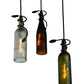 Meyda Lighting Tuscan Vineyard 18" 3-Light Textured Black Cascading Pendant Light With Multi-Colored Wine Bottle Shade Glass