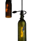 Meyda Lighting Tuscan Vineyard 18" 3-Light Textured Black Cascading Pendant Light With Multi-Colored Wine Bottle Shade Glass
