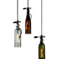 Meyda Lighting Tuscan Vineyard 18" 3-Light Textured Black Cascading Pendant Light With Multi-Colored Wine Bottle Shade Glass