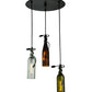 Meyda Lighting Tuscan Vineyard 18" 3-Light Textured Black Cascading Pendant Light With Multi-Colored Wine Bottle Shade Glass