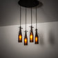Meyda Lighting Tuscan Vineyard 18" 4-Light Mahogany Bronze Cascading Pendant Light With Amber Wine Bottle Shade Glass