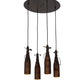 Meyda Lighting Tuscan Vineyard 18" 4-Light Mahogany Bronze Cascading Pendant Light With Amber Wine Bottle Shade Glass