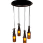 Meyda Lighting Tuscan Vineyard 18" 4-Light Mahogany Bronze Cascading Pendant Light With Amber Wine Bottle Shade Glass