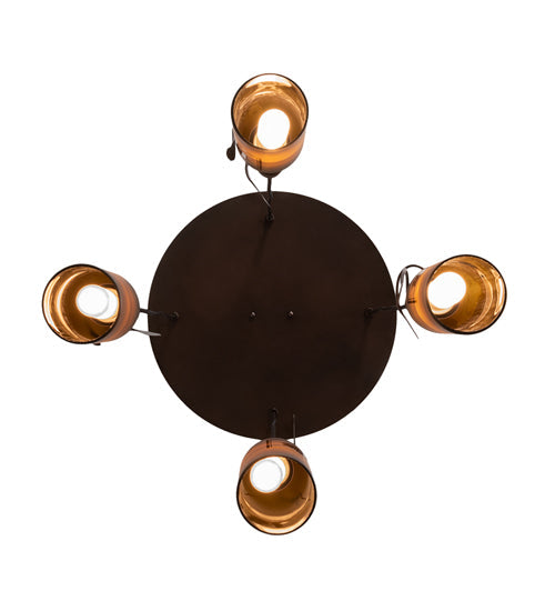 Meyda Lighting Tuscan Vineyard 18" 4-Light Mahogany Bronze Cascading Pendant Light With Amber Wine Bottle Shade Glass