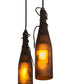 Meyda Lighting Tuscan Vineyard 18" 4-Light Mahogany Bronze Cascading Pendant Light With Amber Wine Bottle Shade Glass