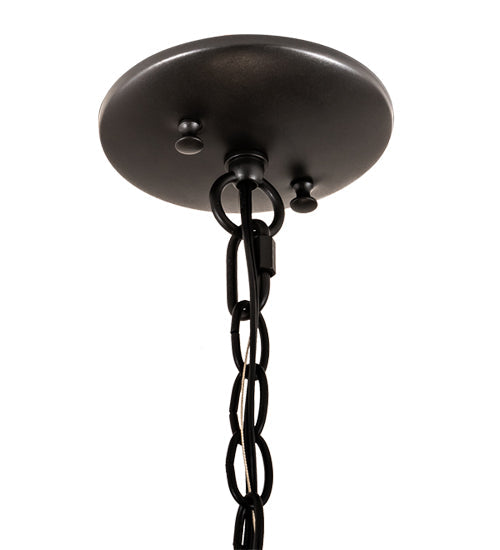 Meyda Lighting Tuscan Vineyard 18" 5-Light Textured Black Pendant Light With 16 Wine Bottle Antique Green Shade Glass