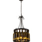 Meyda Lighting Tuscan Vineyard 18" 5-Light Textured Black Pendant Light With 16 Wine Bottle Antique Green Shade Glass