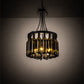 Meyda Lighting Tuscan Vineyard 18" 5-Light Textured Black Pendant Light With 16 Wine Bottle Antique Green Shade Glass