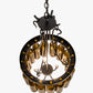 Meyda Lighting Tuscan Vineyard 18" 5-Light Textured Black Pendant Light With 16 Wine Bottle Antique Green Shade Glass