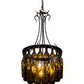 Meyda Lighting Tuscan Vineyard 18" 5-Light Textured Black Pendant Light With 16 Wine Bottle Antique Green Shade Glass