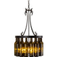 Meyda Lighting Tuscan Vineyard 18" 5-Light Textured Black Pendant Light With 16 Wine Bottle Antique Green Shade Glass