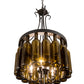 Meyda Lighting Tuscan Vineyard 18" 5-Light Textured Black Pendant Light With 16 Wine Bottle Antique Green Shade Glass