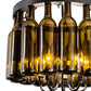 Meyda Lighting Tuscan Vineyard 18" 5-Light Textured Black Pendant Light With 16 Wine Bottle Antique Green Shade Glass