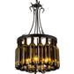 Meyda Lighting Tuscan Vineyard 18" 5-Light Textured Black Pendant Light With 16 Wine Bottle Antique Green Shade Glass
